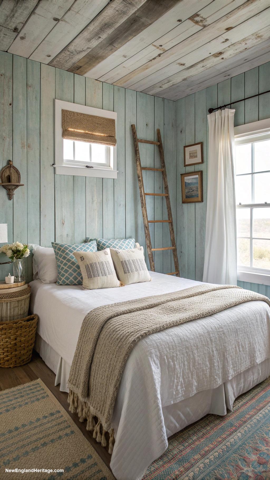 rustic coastal bedrooms Weathered wood paneled walls for warmth
