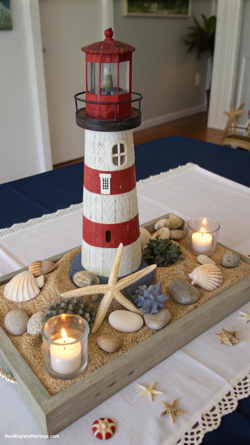 sailboat home decor ideas Lighthouse themed table centerpieces