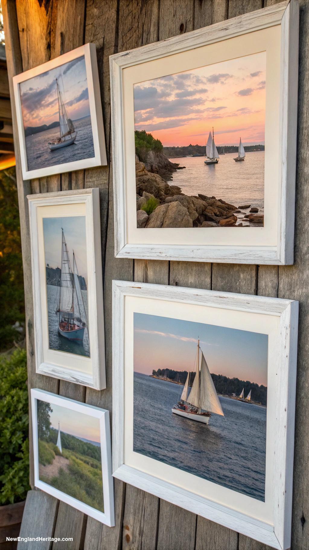 sailboat home decor ideas Vintage sailing photographs in frames
