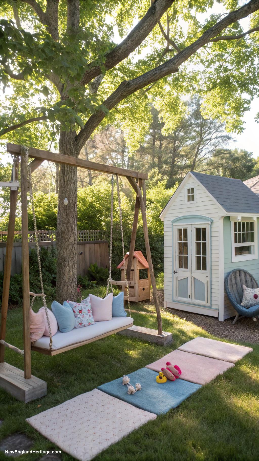 traditional backyard ideas Childrens play area with swings