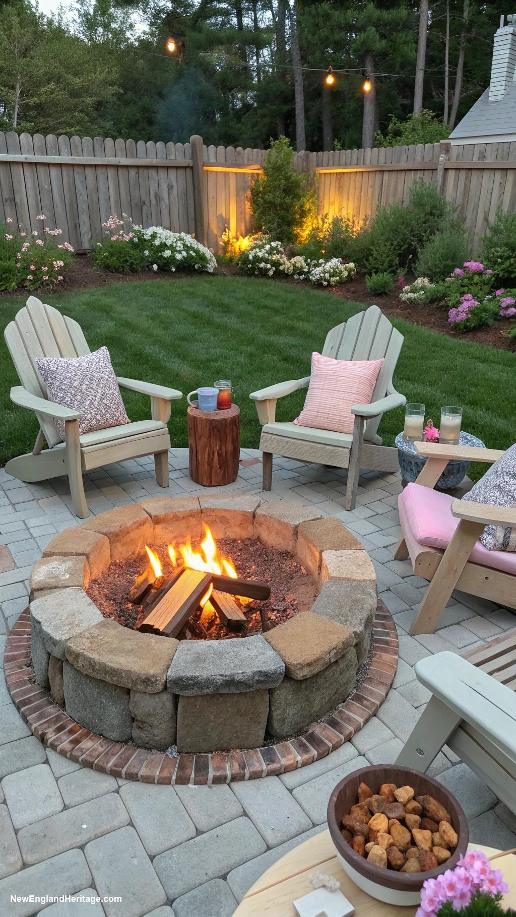 traditional backyard ideas Cozy fire pit with seating area