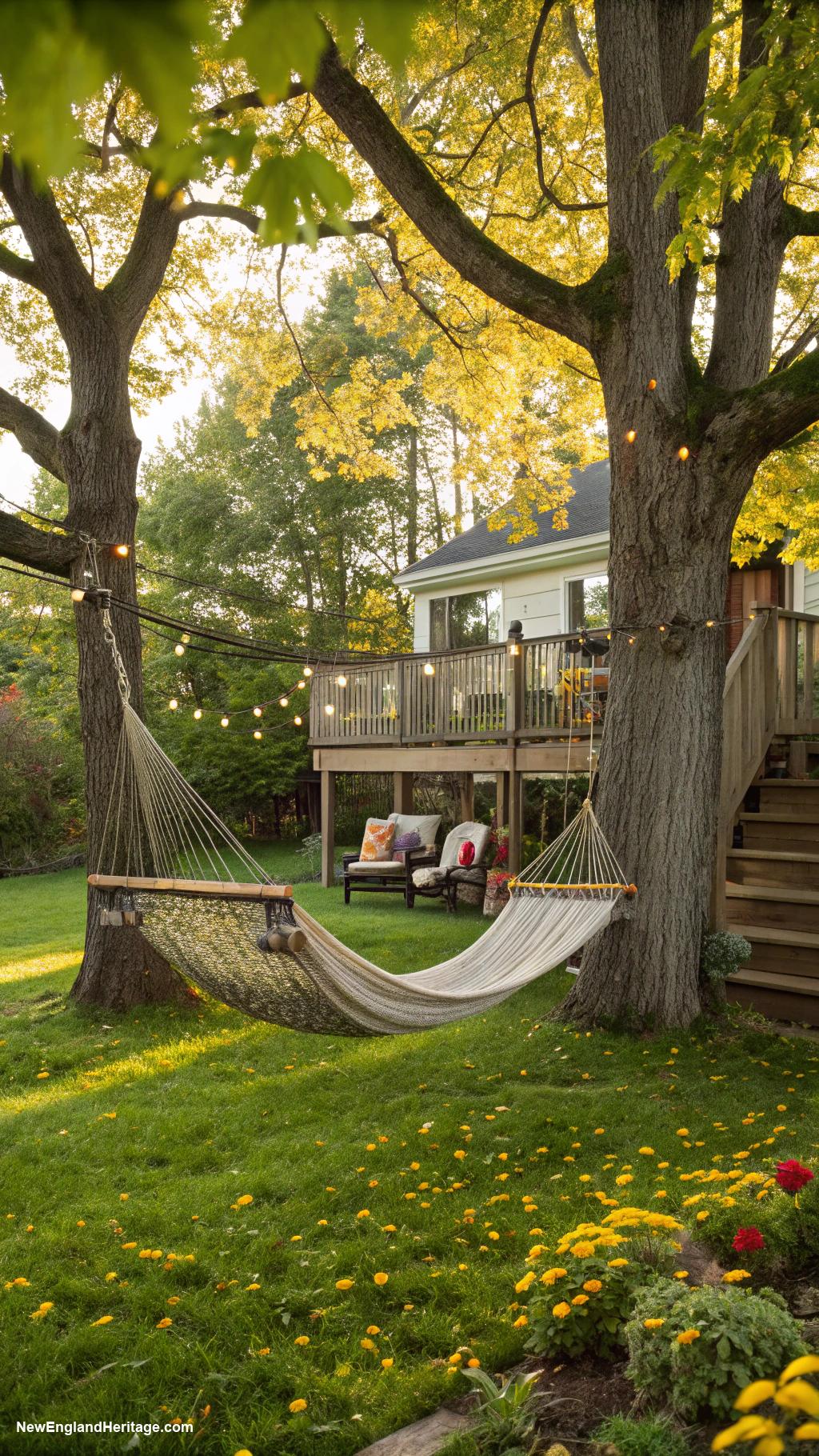 traditional backyard ideas Hammock strung between two trees