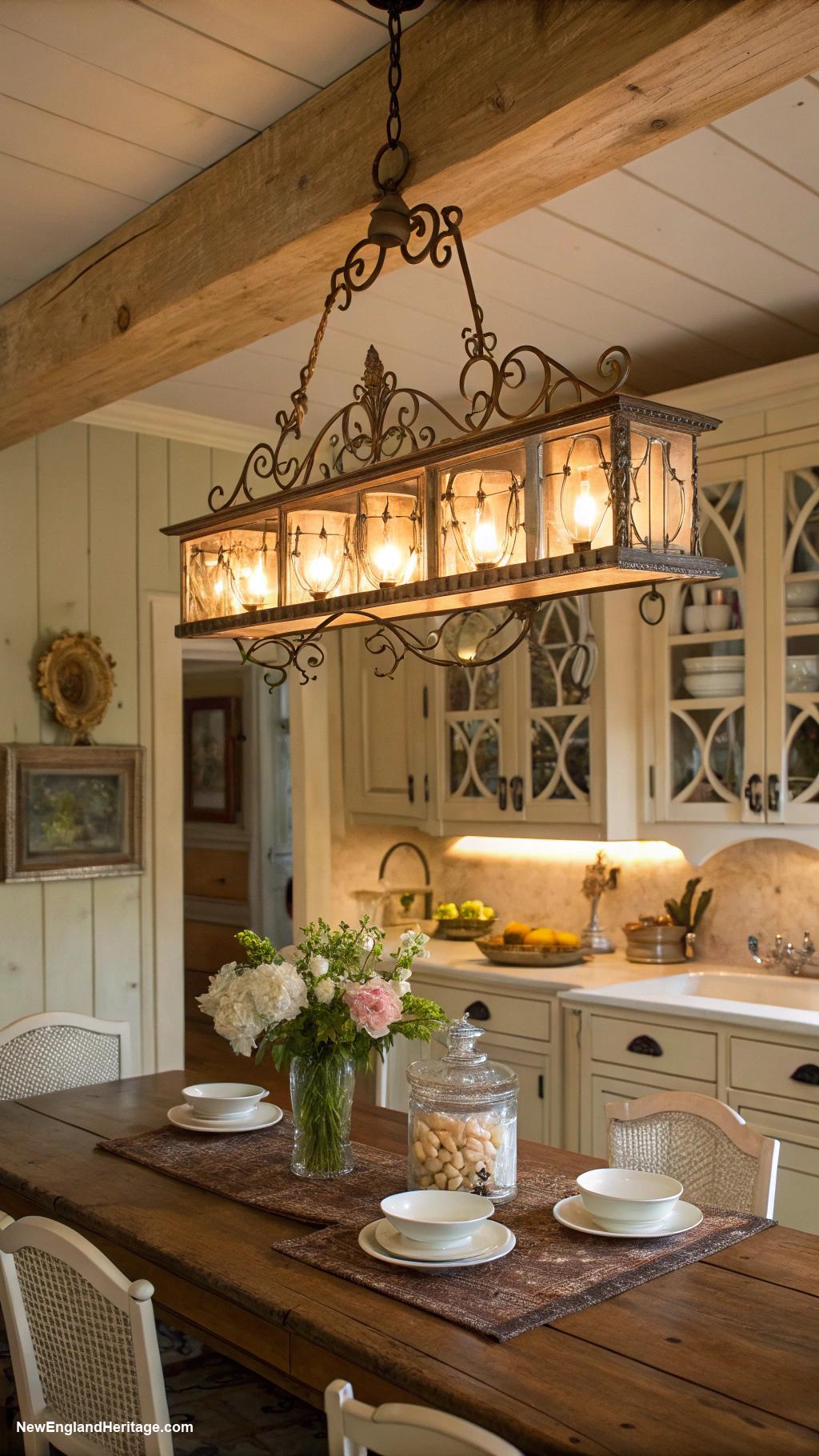 traditional kitchens Antique light fixtures for warm ambiance