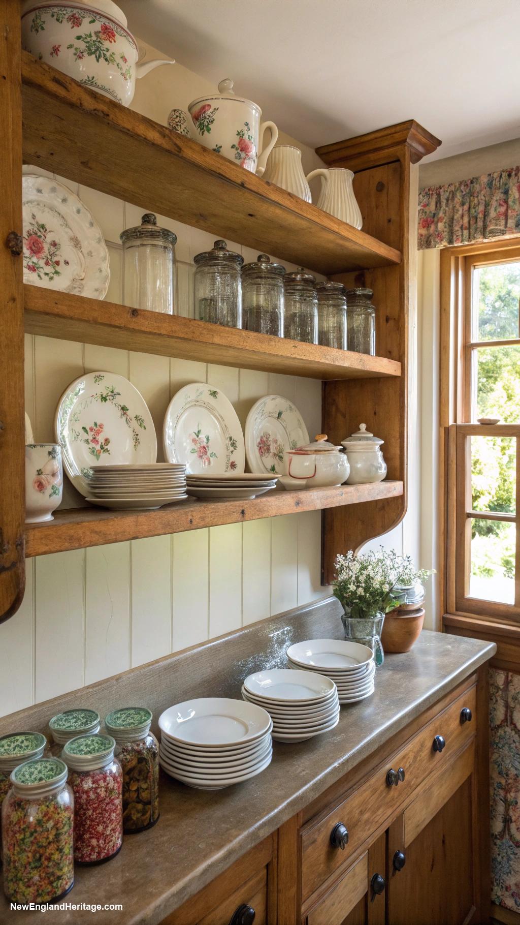 traditional kitchens Open shelving to display dishware aesthetically