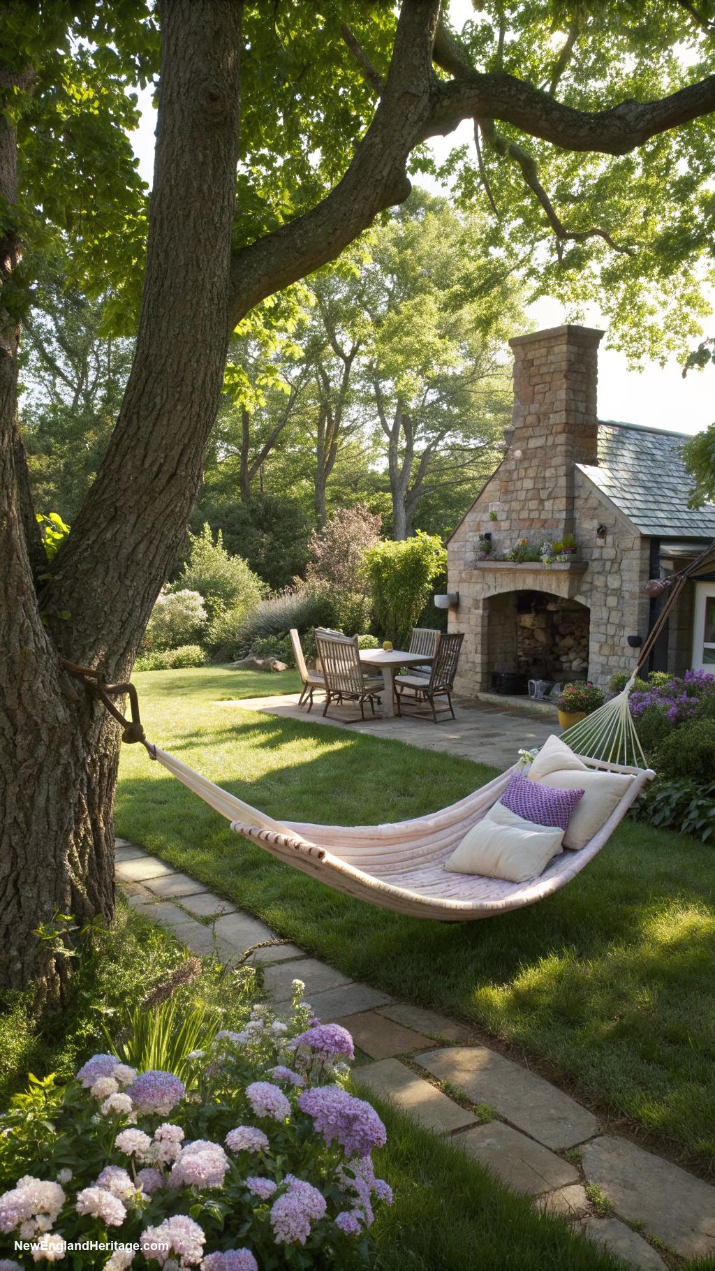 traditional patio ideas Hammock strung between two sturdy trees