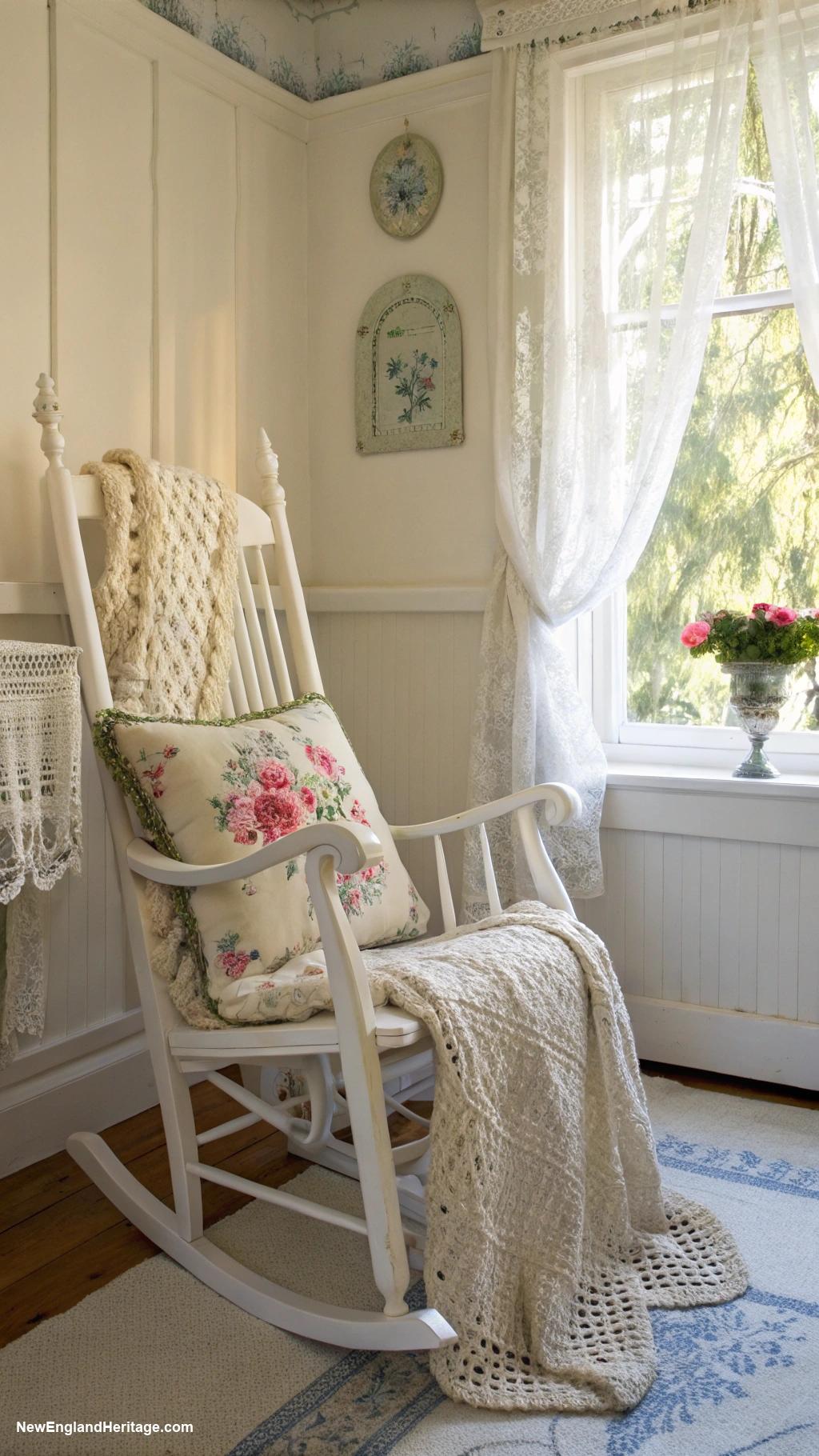 traditional white bedrooms Charming white rocking chair in the corner