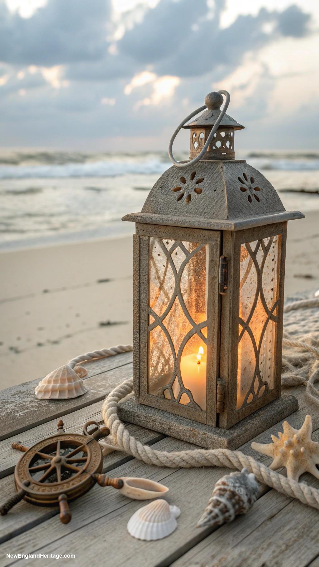 vintage nautical decor Rustic lanterns for ambient lighting