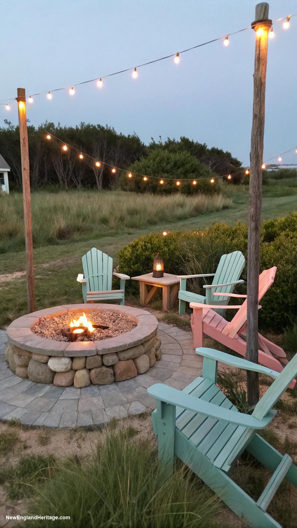 cape cod beach house Fire pit area for evening gatherings
