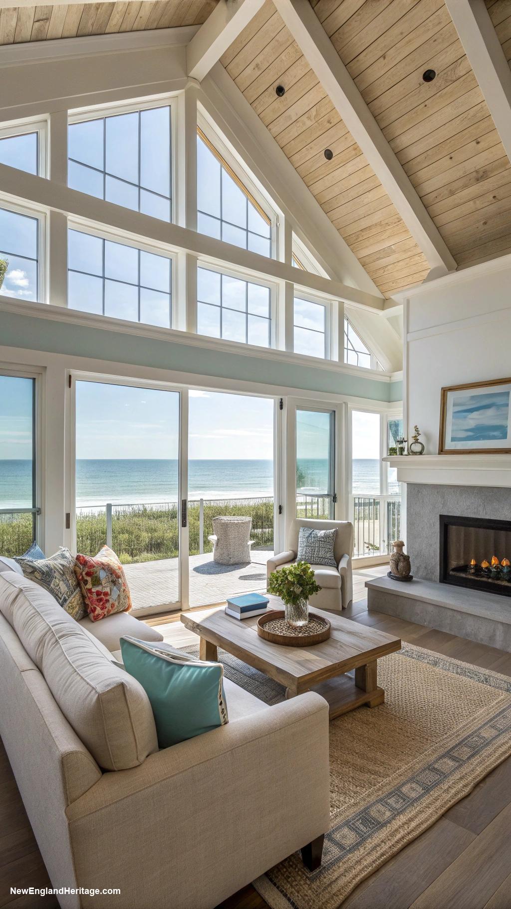 cape cod beach house Open floor plan with ocean views