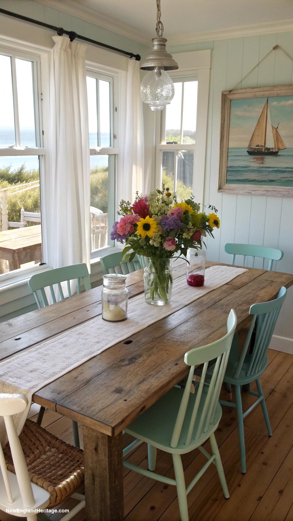 cape cod beach house Rustic dining table for family meals
