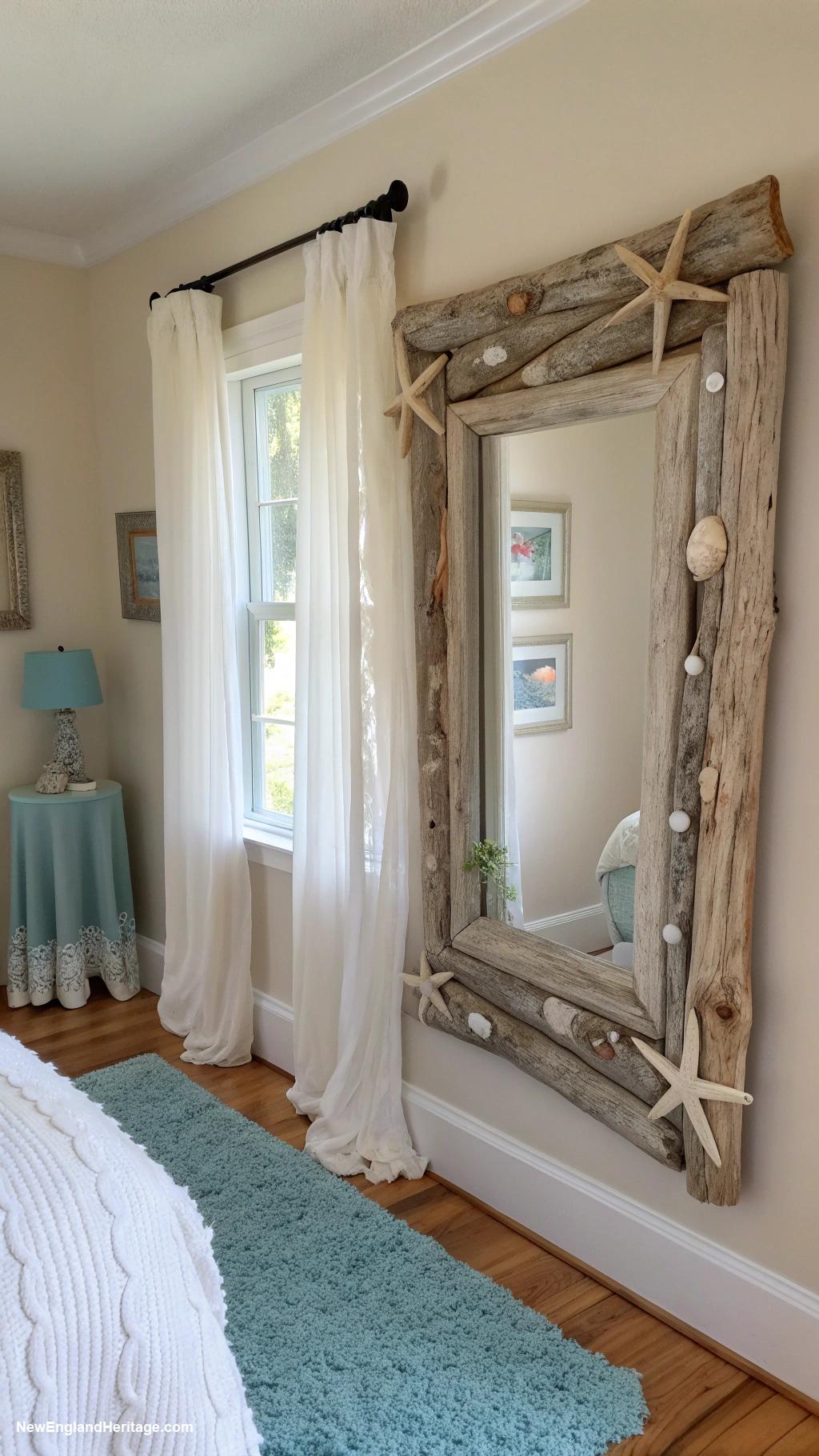 coastal bedrooms Driftwood mirrors for a beachy touch