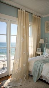 coastal bedrooms Lightweight breezy linen curtains