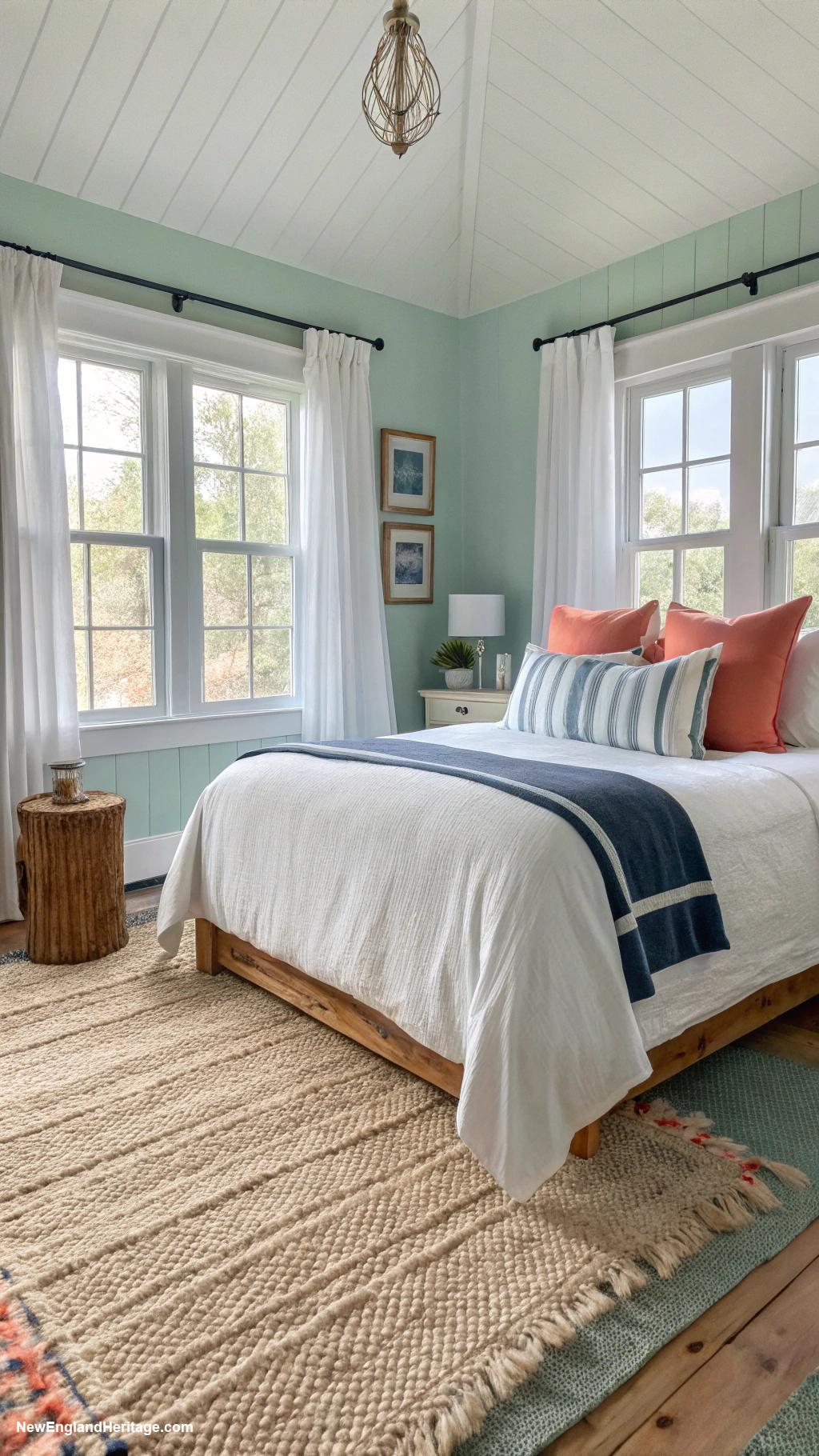 coastal bedrooms Textured rugs for added comfort