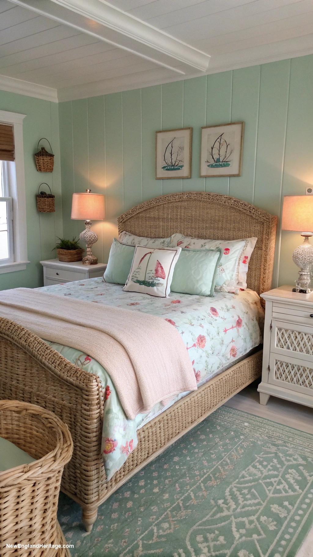 coastal bedrooms Wicker furniture for coastal charm