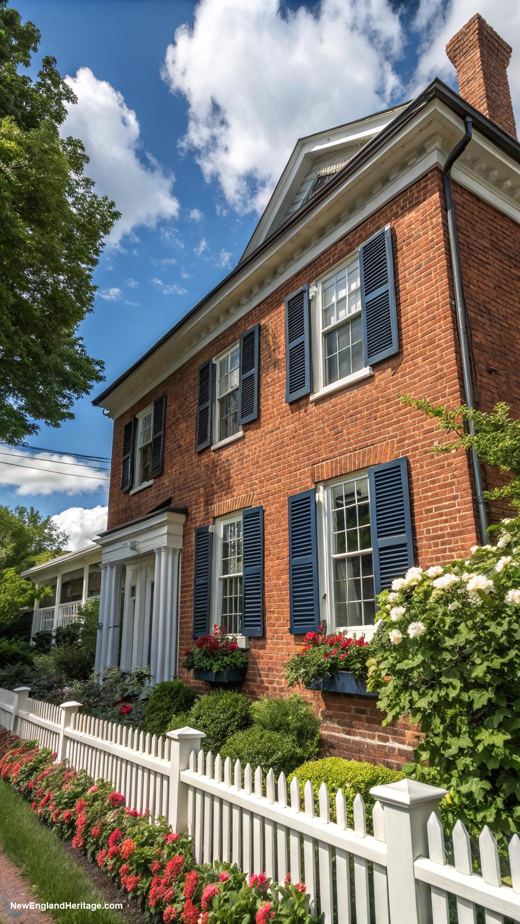 houses with shutters Navy shutters on historic brick home