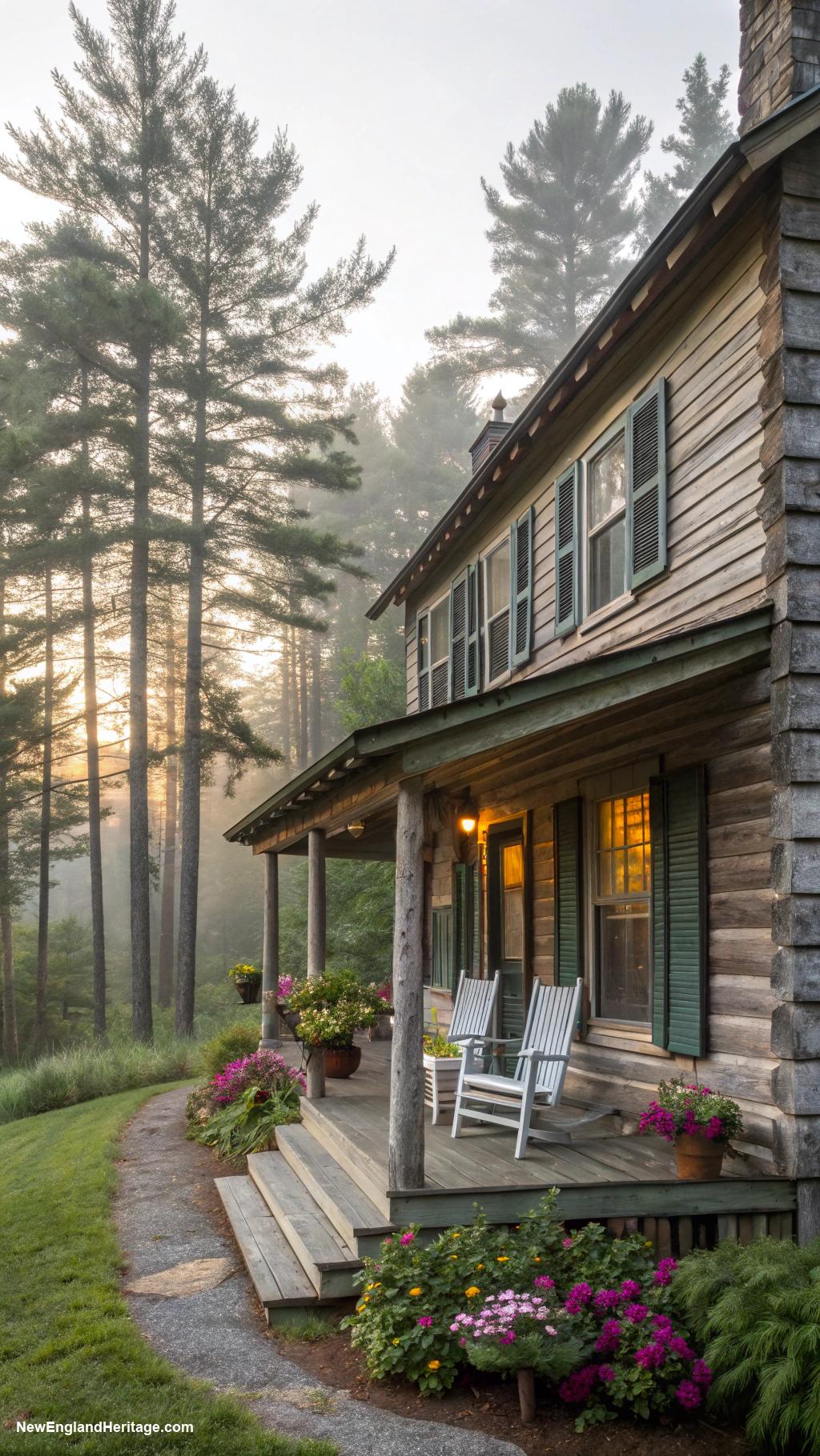 houses with shutters Rustic log cabin with natural wood shutters