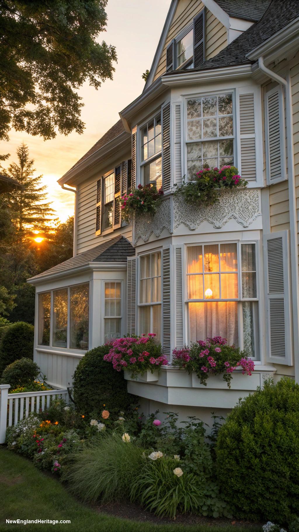 houses with shutters White shutters framing picturesque bay window