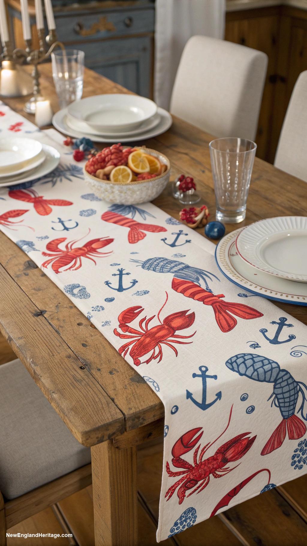 lobster home decor ideas Lobster print table runner