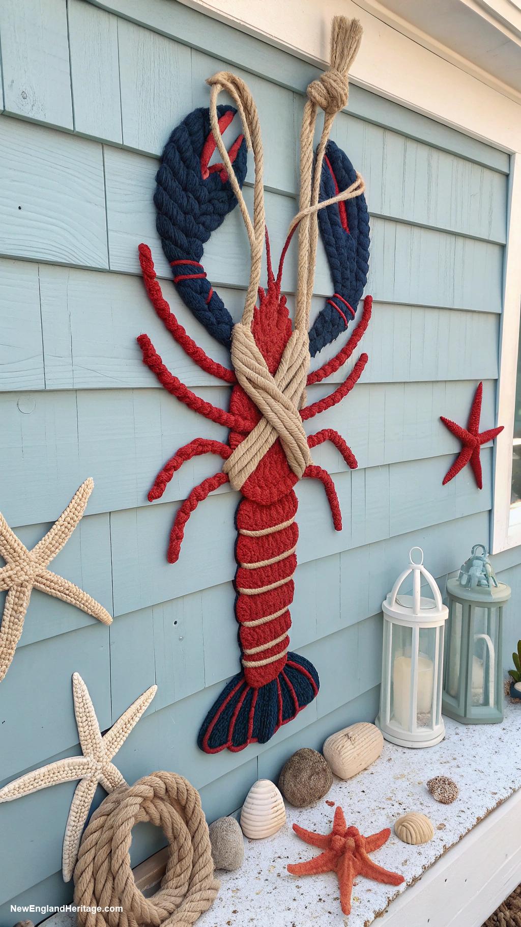 lobster home decor ideas Nautical rope lobster wall art