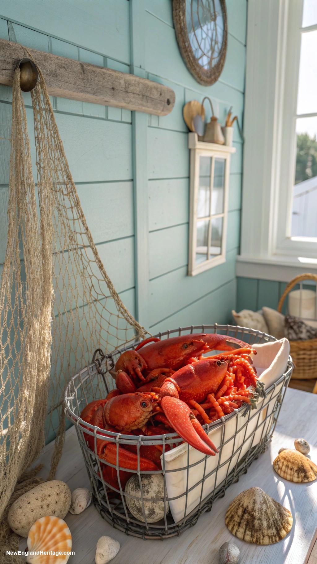 lobster home decor ideas Wire lobster basket for storage