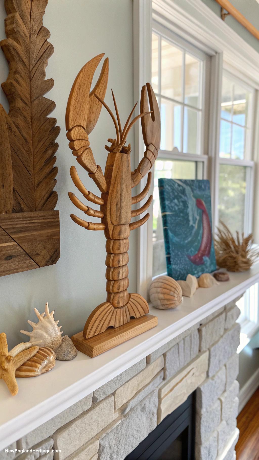lobster home decor ideas Wooden lobster sculpture for mantle