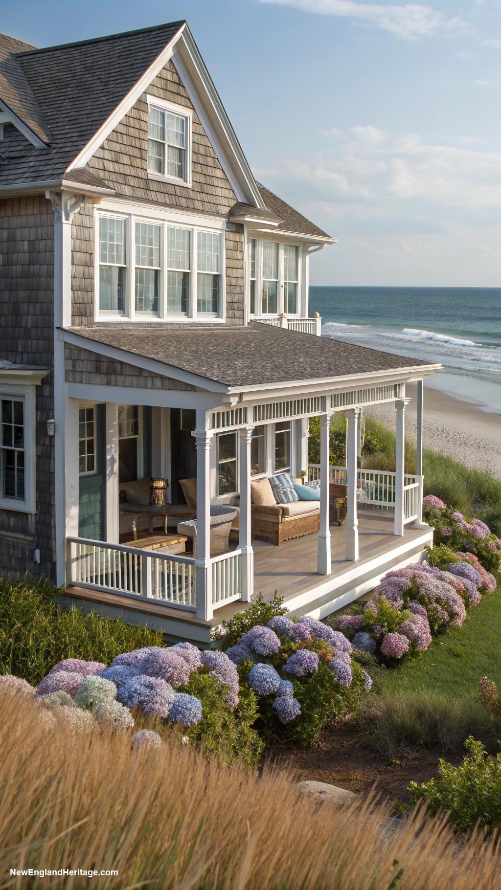 nantucket beach house Classic shingle style exterior with ocean views