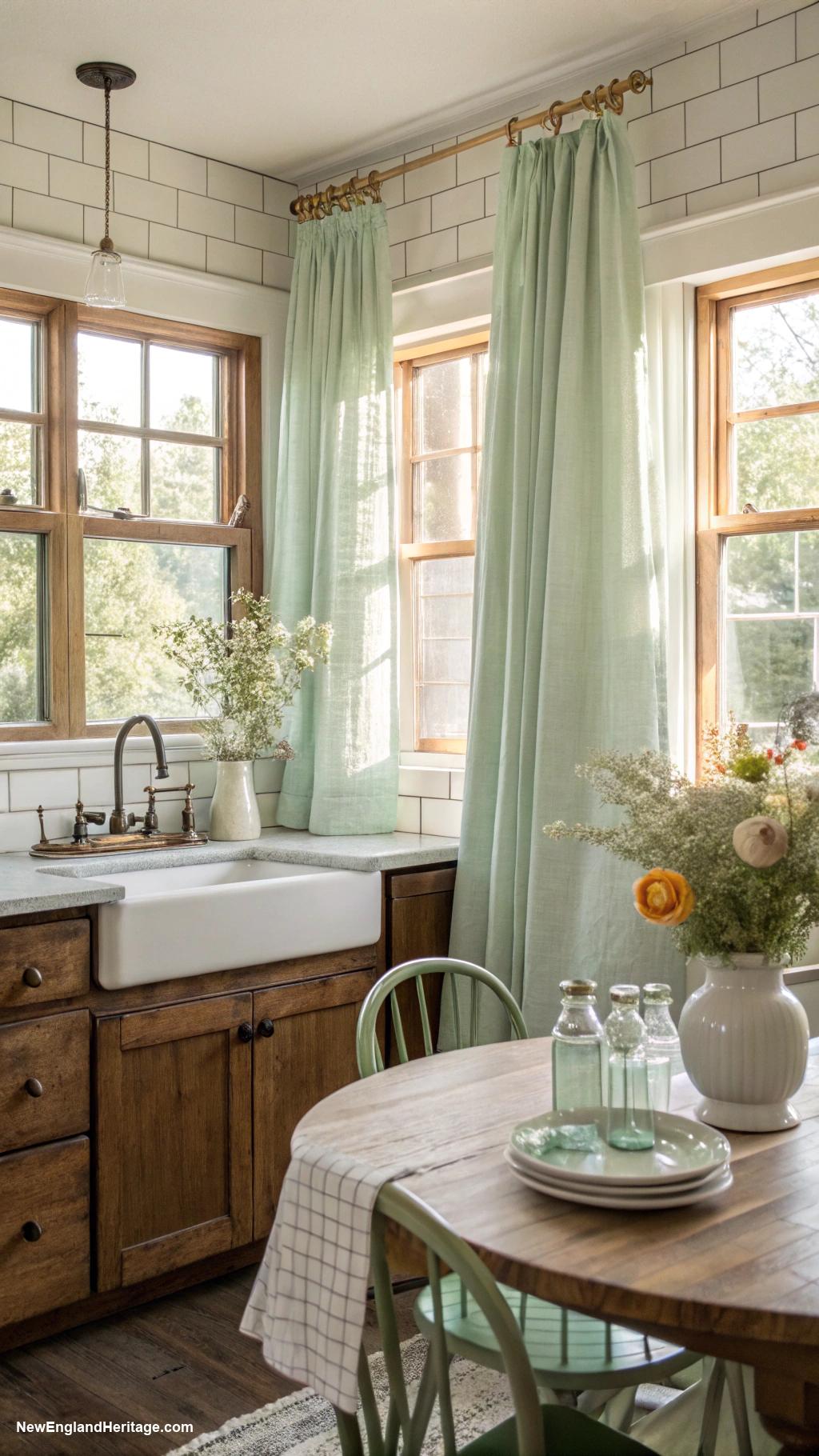 sage green kitchens Light sage curtains for soft sunlight