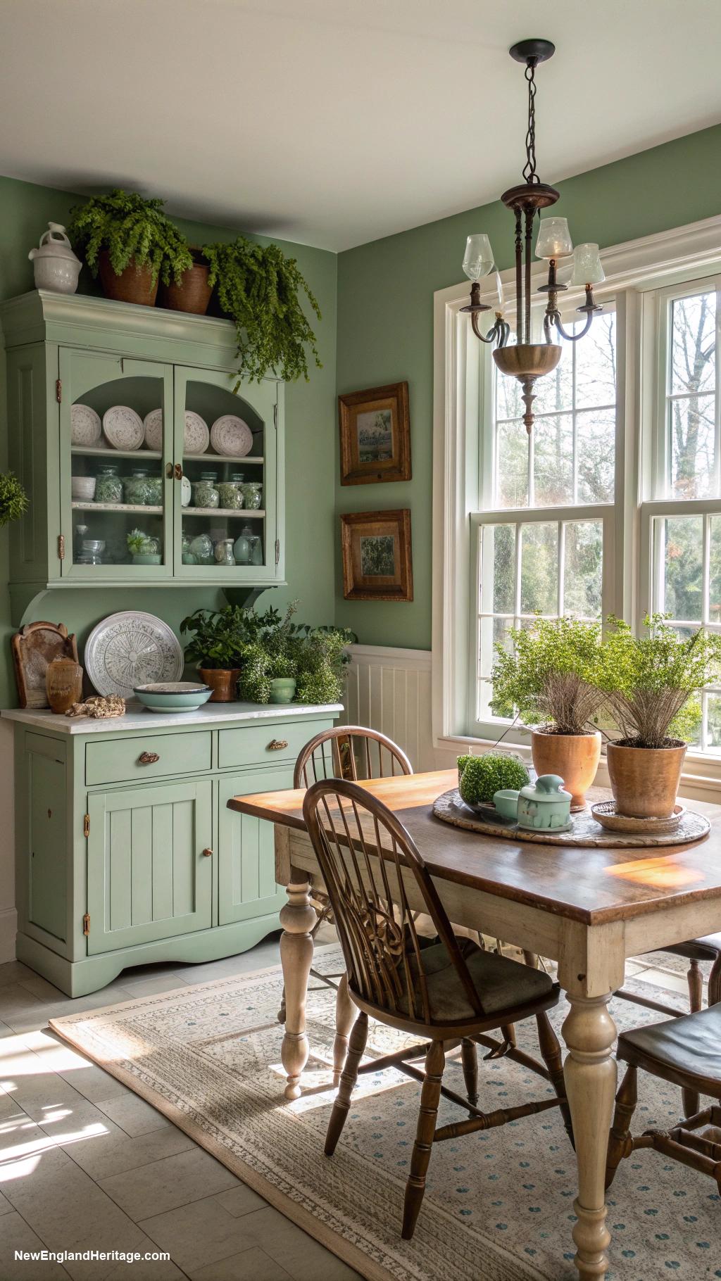 sage green kitchens Sage walls paired with vintage decor