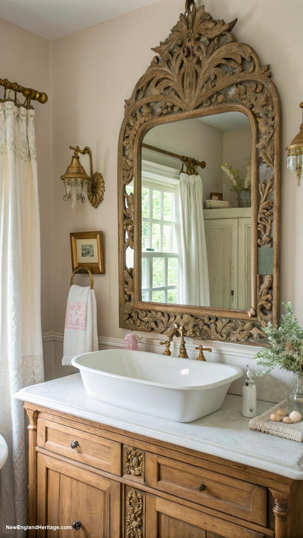 traditional bathrooms Antique mirror with ornate frame