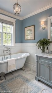 traditional bathrooms Calming blue and gray color palette