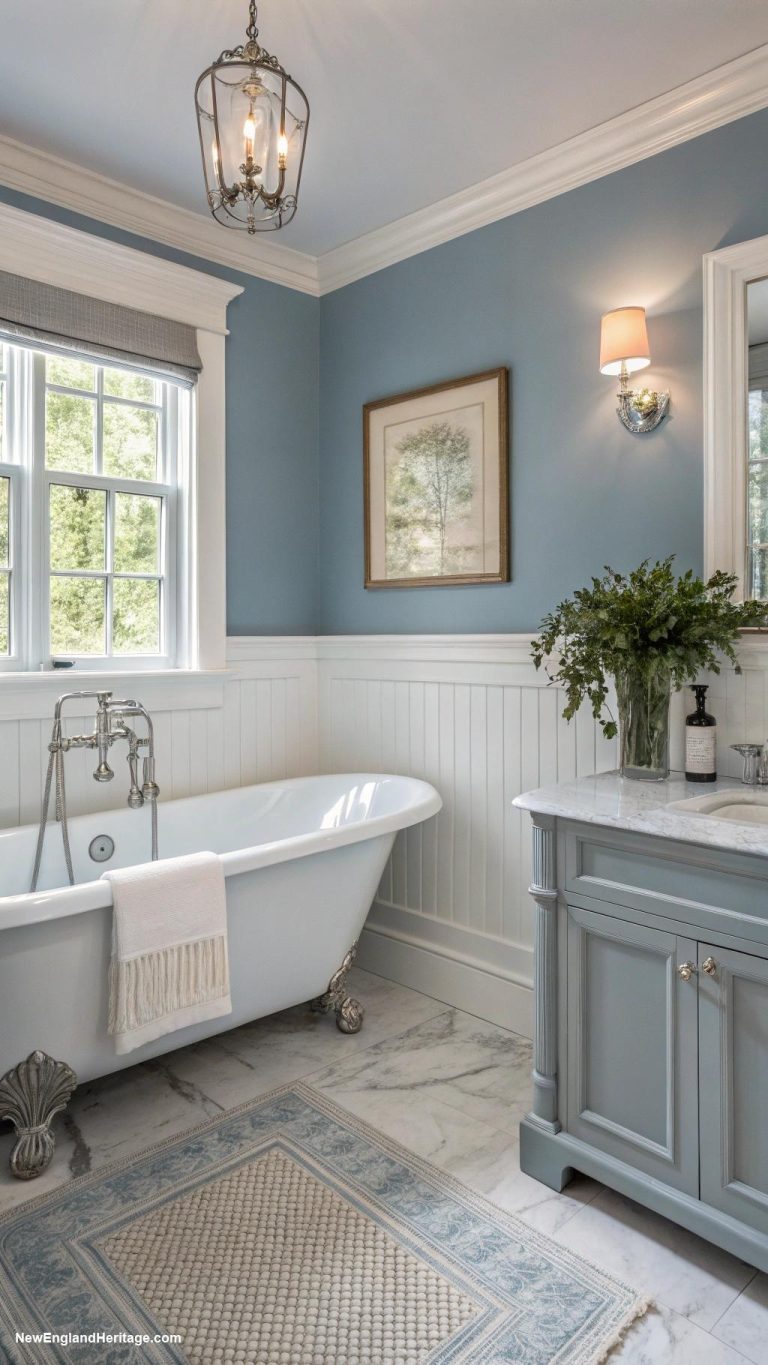 traditional bathrooms Calming blue and gray color palette