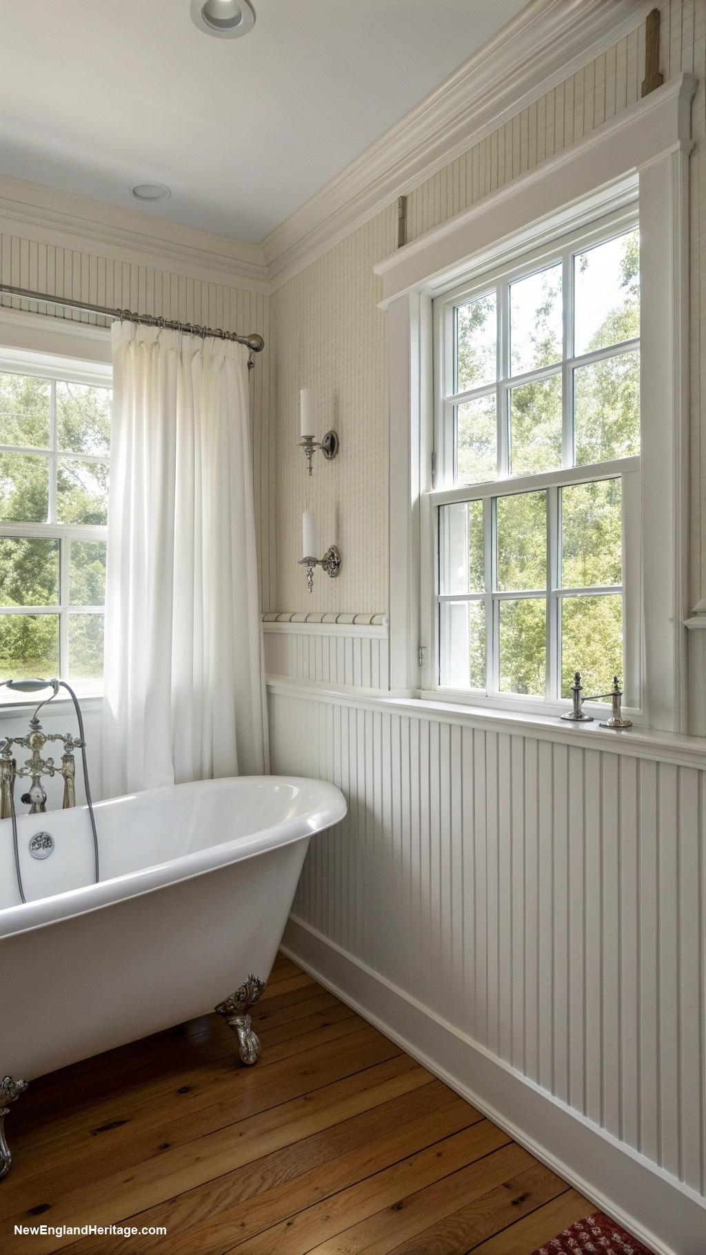 traditional bathrooms Classic beadboard with whitewashed finish