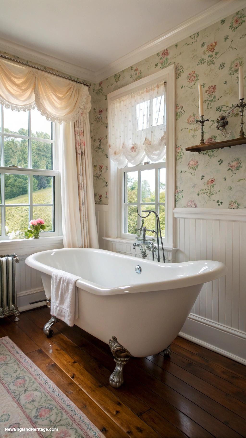 traditional bathrooms Vintage clawfoot bathtub as centerpiece